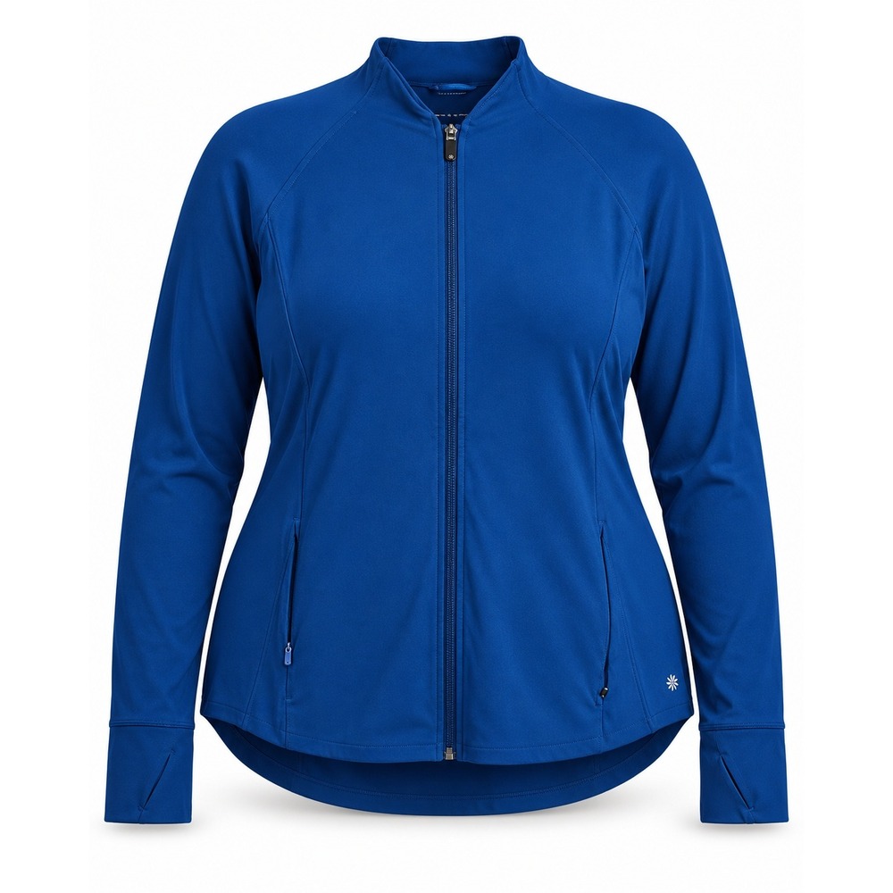 Athleta Blue Full Zip Athletic Jacket 3X Plus Size Super Soft Mock Neck Active